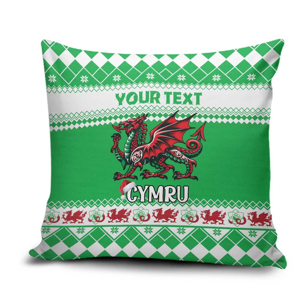 Personalized Wales Christmas Dragon Pillow Cover Nadolig Llawen Green Version - Wonder Print Shop