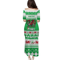 Personalized Wales Christmas Dragon Puletasi Nadolig Llawen Green Version - Wonder Print Shop