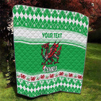 Personalized Wales Christmas Dragon Quilt Nadolig Llawen Green Version - Wonder Print Shop