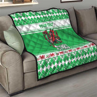 Personalized Wales Christmas Dragon Quilt Nadolig Llawen Green Version - Wonder Print Shop