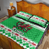 Personalized Wales Christmas Dragon Quilt Bed Set Nadolig Llawen Green Version - Wonder Print Shop