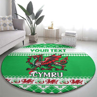 Personalized Wales Christmas Dragon Round Carpet Nadolig Llawen Green Version - Wonder Print Shop