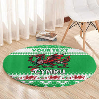 Personalized Wales Christmas Dragon Round Carpet Nadolig Llawen Green Version - Wonder Print Shop