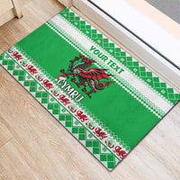 Personalized Wales Christmas Dragon Rubber Doormat Nadolig Llawen Green Version - Wonder Print Shop
