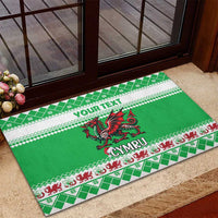 Personalized Wales Christmas Dragon Rubber Doormat Nadolig Llawen Green Version - Wonder Print Shop
