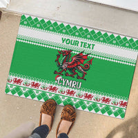 Personalized Wales Christmas Dragon Rubber Doormat Nadolig Llawen Green Version - Wonder Print Shop