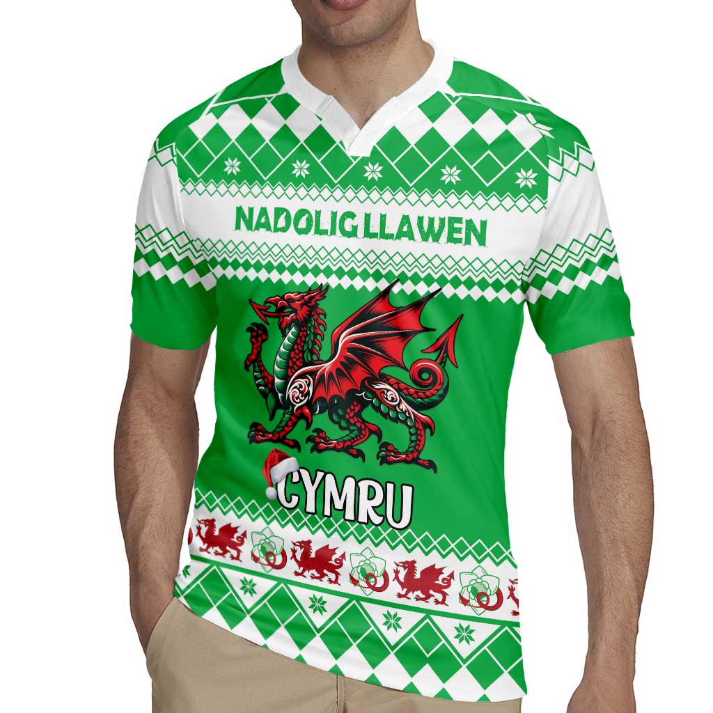 Personalized Wales Christmas Dragon Rugby Jersey Nadolig Llawen Green Version - Wonder Print Shop