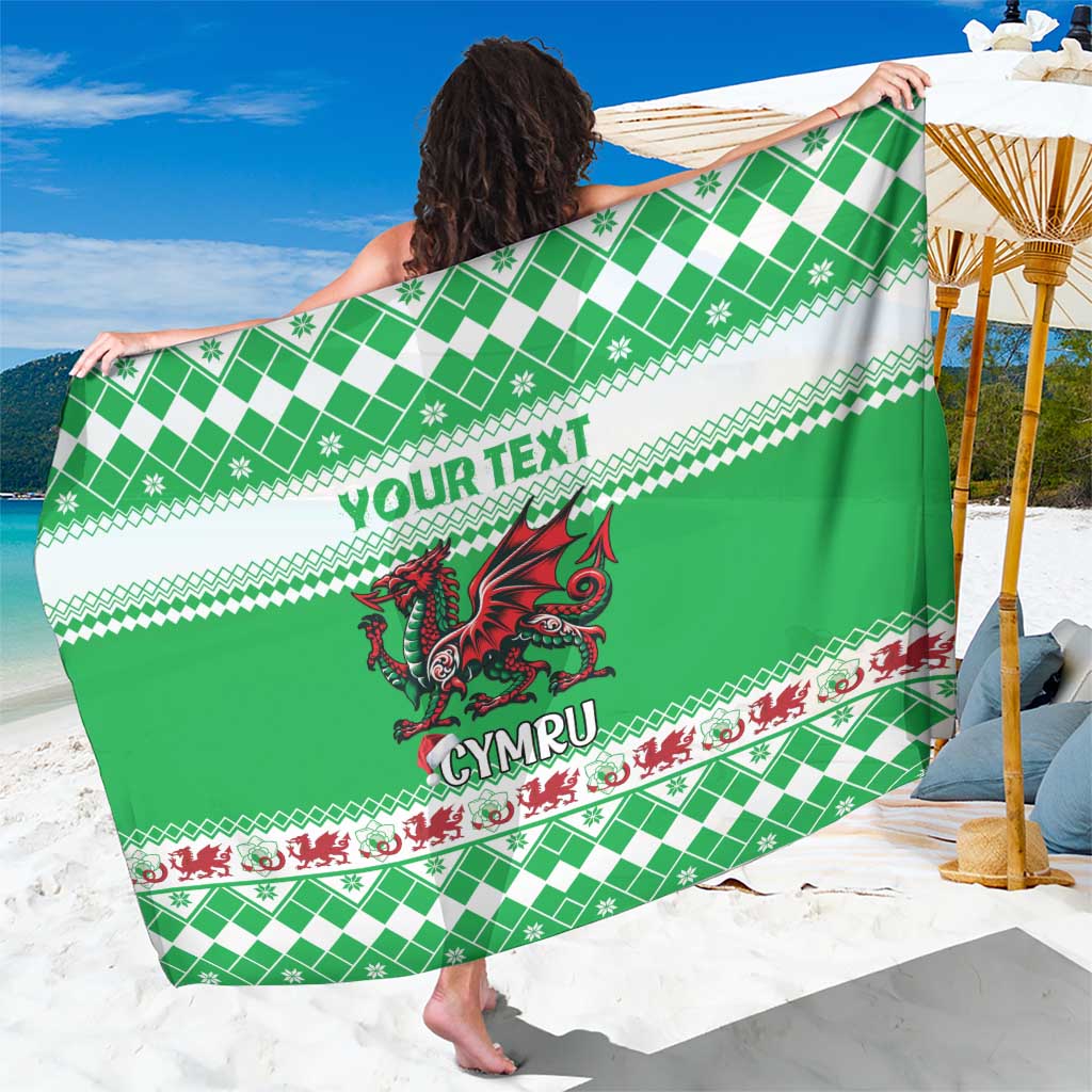Personalized Wales Christmas Dragon Sarong Nadolig Llawen Green Version - Wonder Print Shop
