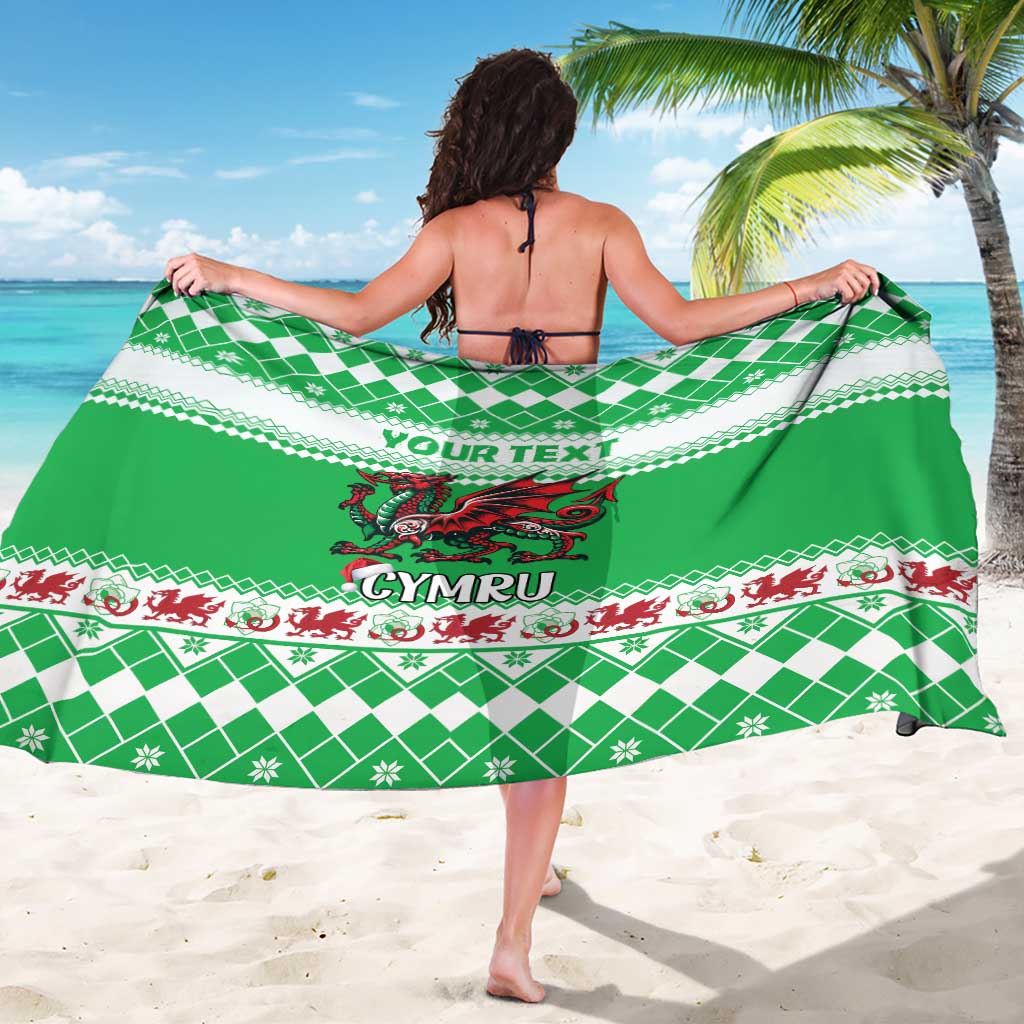 Personalized Wales Christmas Dragon Sarong Nadolig Llawen Green Version - Wonder Print Shop