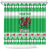 Personalized Wales Christmas Dragon Shower Curtain Nadolig Llawen Green Version - Wonder Print Shop
