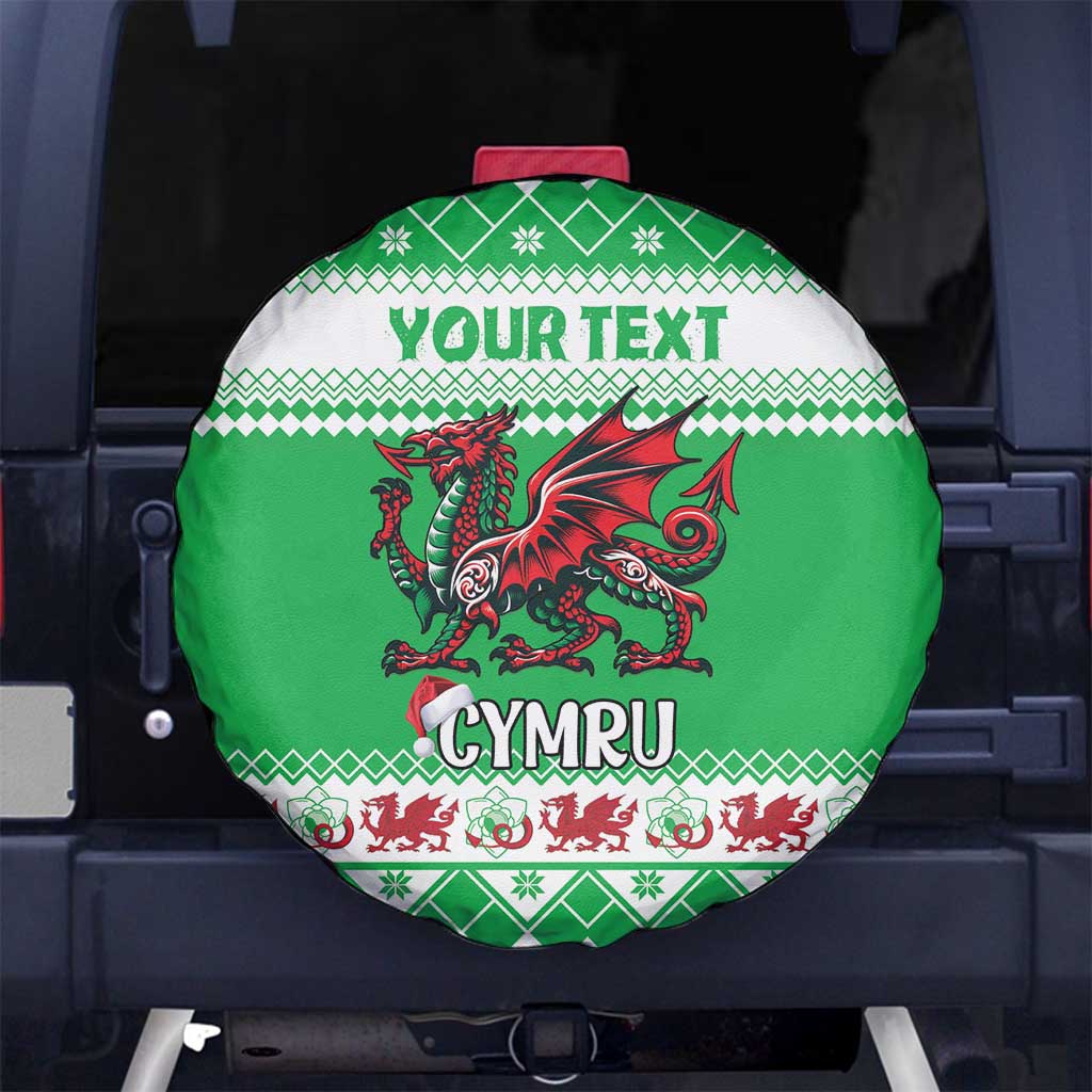 Personalized Wales Christmas Dragon Spare Tire Cover Nadolig Llawen Green Version - Wonder Print Shop