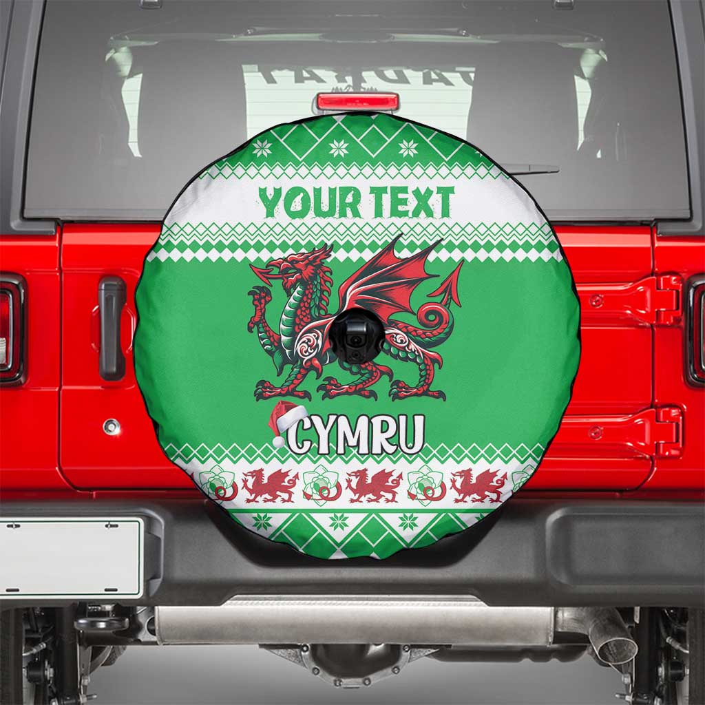 Personalized Wales Christmas Dragon Spare Tire Cover Nadolig Llawen Green Version - Wonder Print Shop