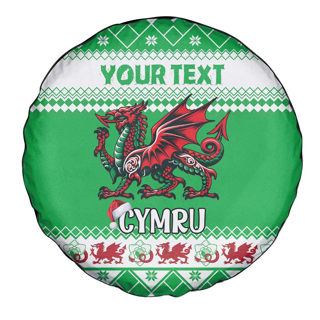 Personalized Wales Christmas Dragon Spare Tire Cover Nadolig Llawen Green Version - Wonder Print Shop