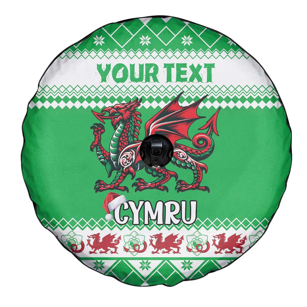 Personalized Wales Christmas Dragon Spare Tire Cover Nadolig Llawen Green Version - Wonder Print Shop