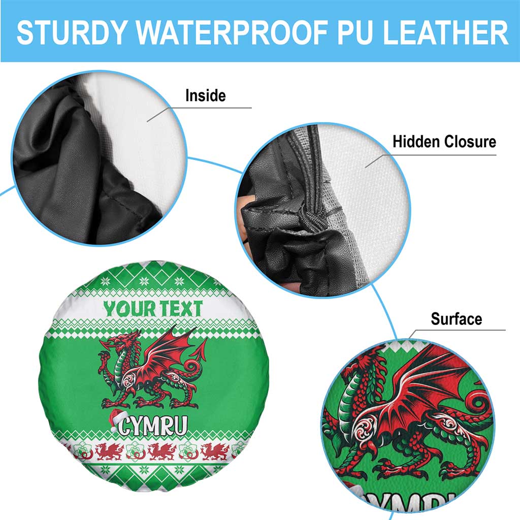 Personalized Wales Christmas Dragon Spare Tire Cover Nadolig Llawen Green Version - Wonder Print Shop