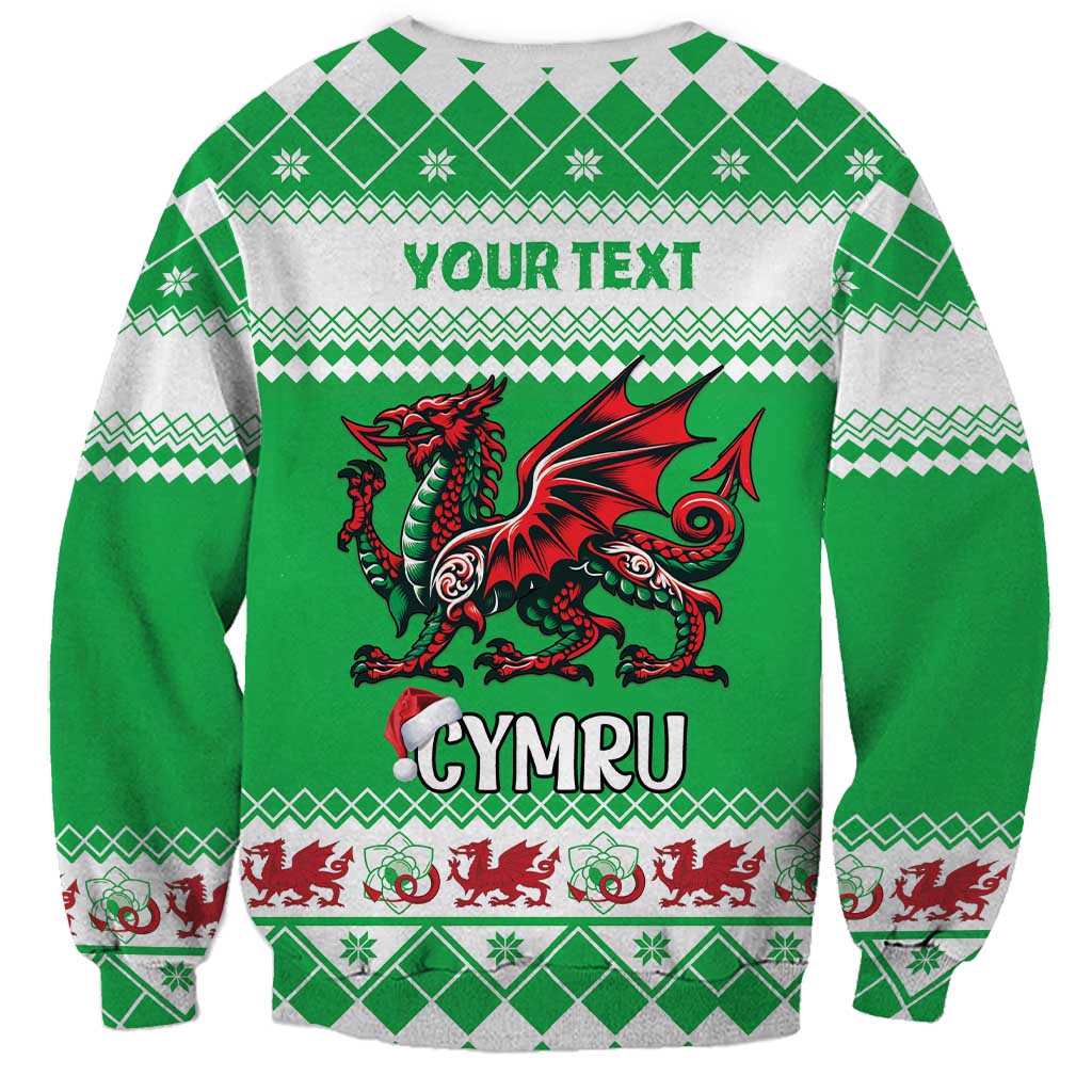 Personalized Wales Christmas Dragon Sweatshirt Nadolig Llawen Green Version - Wonder Print Shop