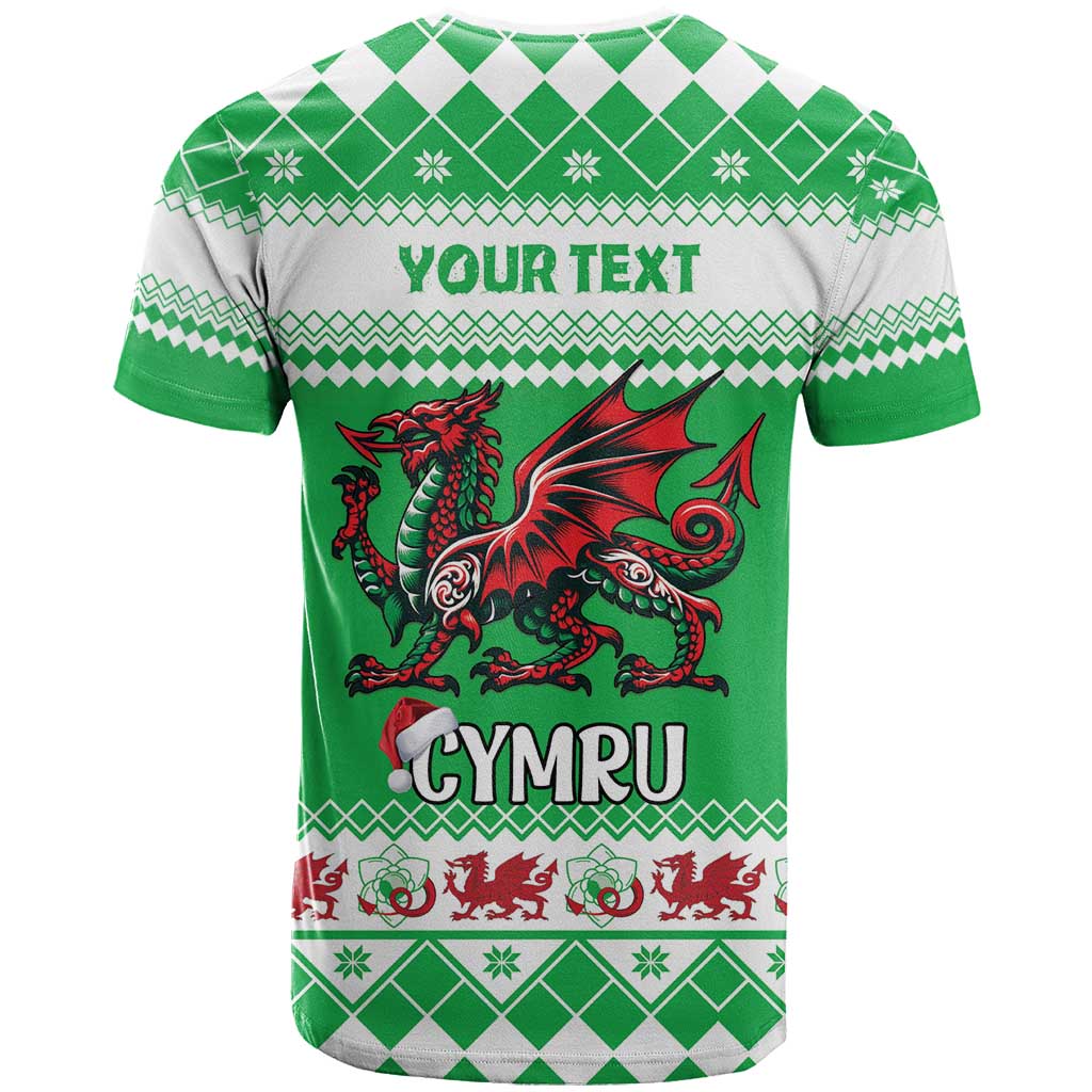 Personalized Wales Christmas Dragon T Shirt Nadolig Llawen Green Version - Wonder Print Shop