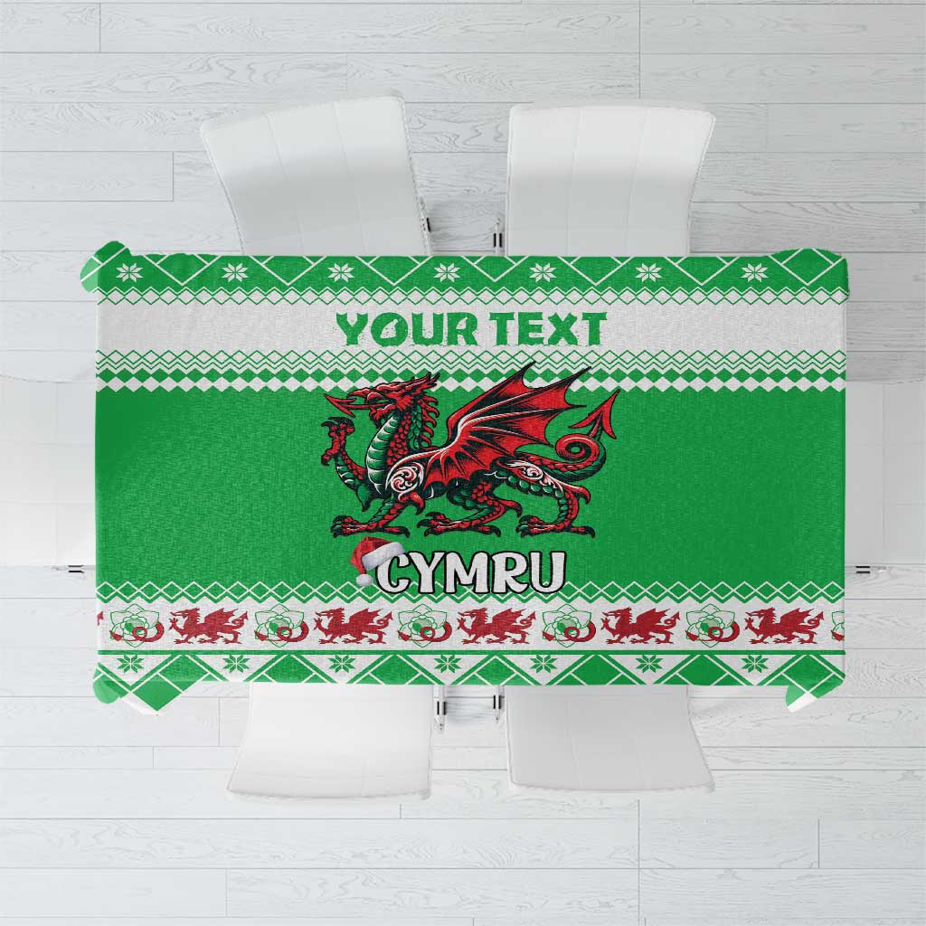 Personalized Wales Christmas Dragon Tablecloth Nadolig Llawen Green Version - Wonder Print Shop