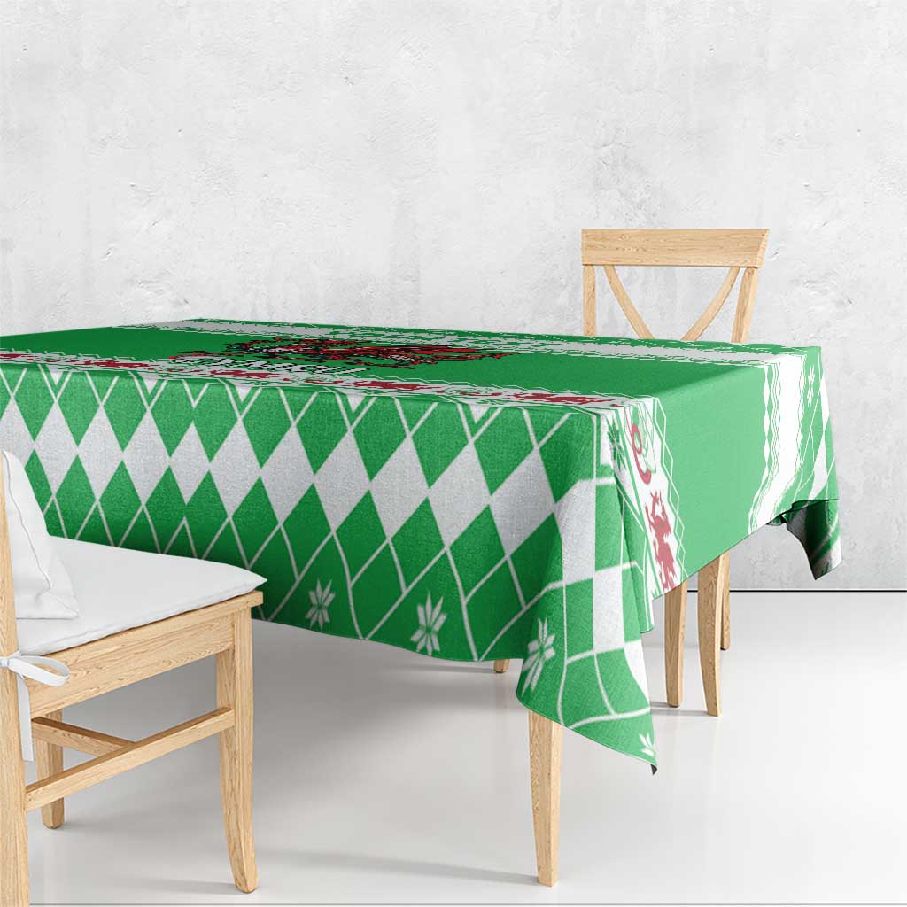 Personalized Wales Christmas Dragon Tablecloth Nadolig Llawen Green Version - Wonder Print Shop