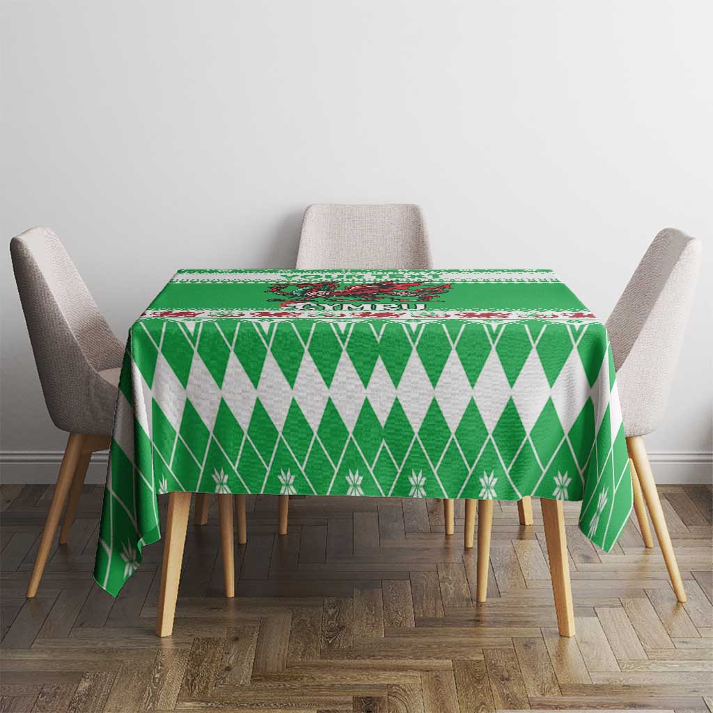 Personalized Wales Christmas Dragon Tablecloth Nadolig Llawen Green Version - Wonder Print Shop