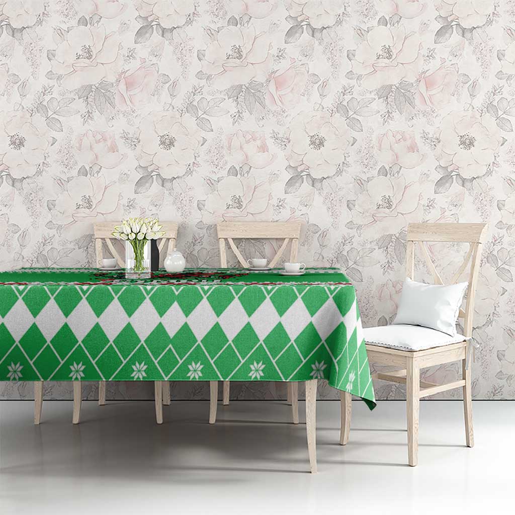 Personalized Wales Christmas Dragon Tablecloth Nadolig Llawen Green Version - Wonder Print Shop