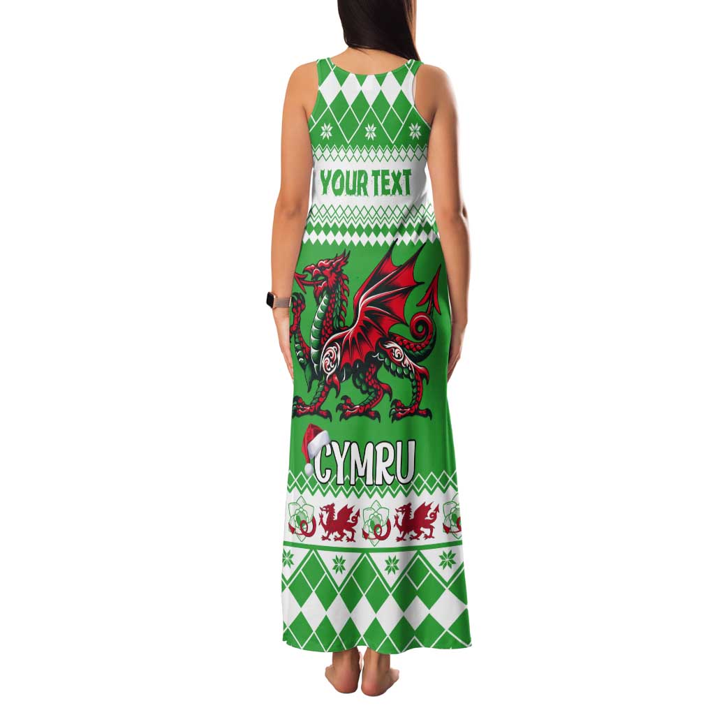 Personalized Wales Christmas Dragon Tank Maxi Dress Nadolig Llawen Green Version - Wonder Print Shop