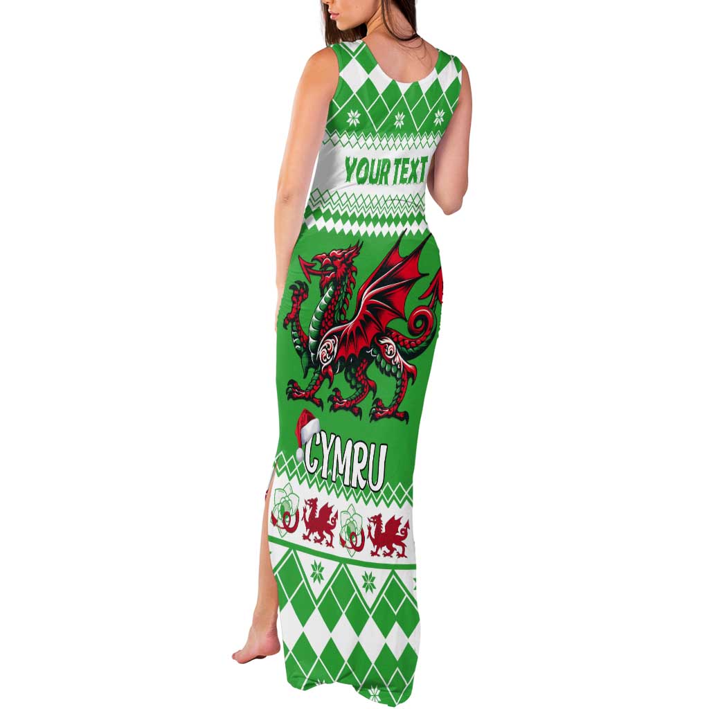 Personalized Wales Christmas Dragon Tank Maxi Dress Nadolig Llawen Green Version - Wonder Print Shop