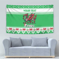 Personalized Wales Christmas Dragon Tapestry Nadolig Llawen Green Version - Wonder Print Shop