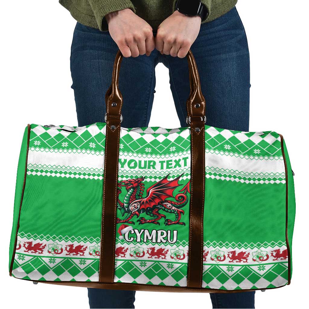 Personalized Wales Christmas Dragon Travel Bag Nadolig Llawen Green Version - Wonder Print Shop