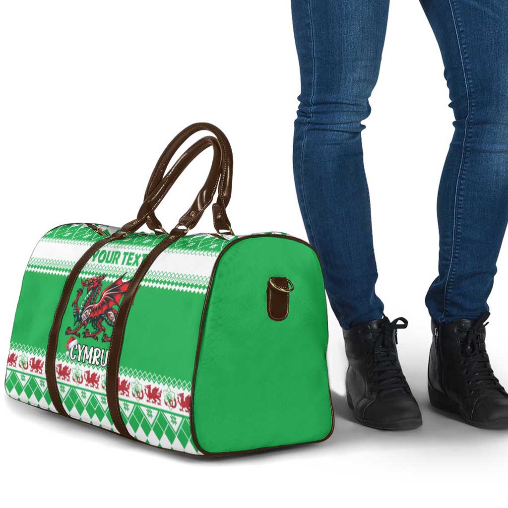 Personalized Wales Christmas Dragon Travel Bag Nadolig Llawen Green Version - Wonder Print Shop