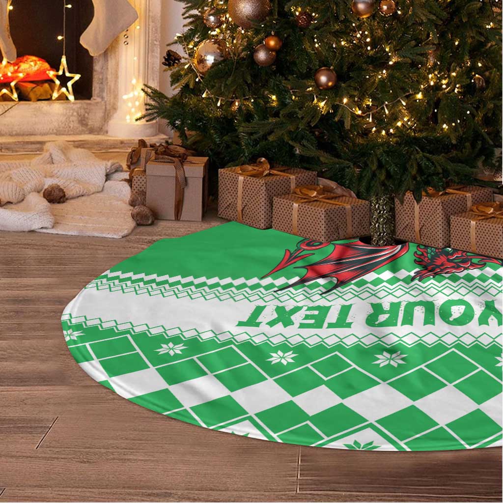 Personalized Wales Christmas Dragon Tree Skirt Nadolig Llawen Green Version - Wonder Print Shop