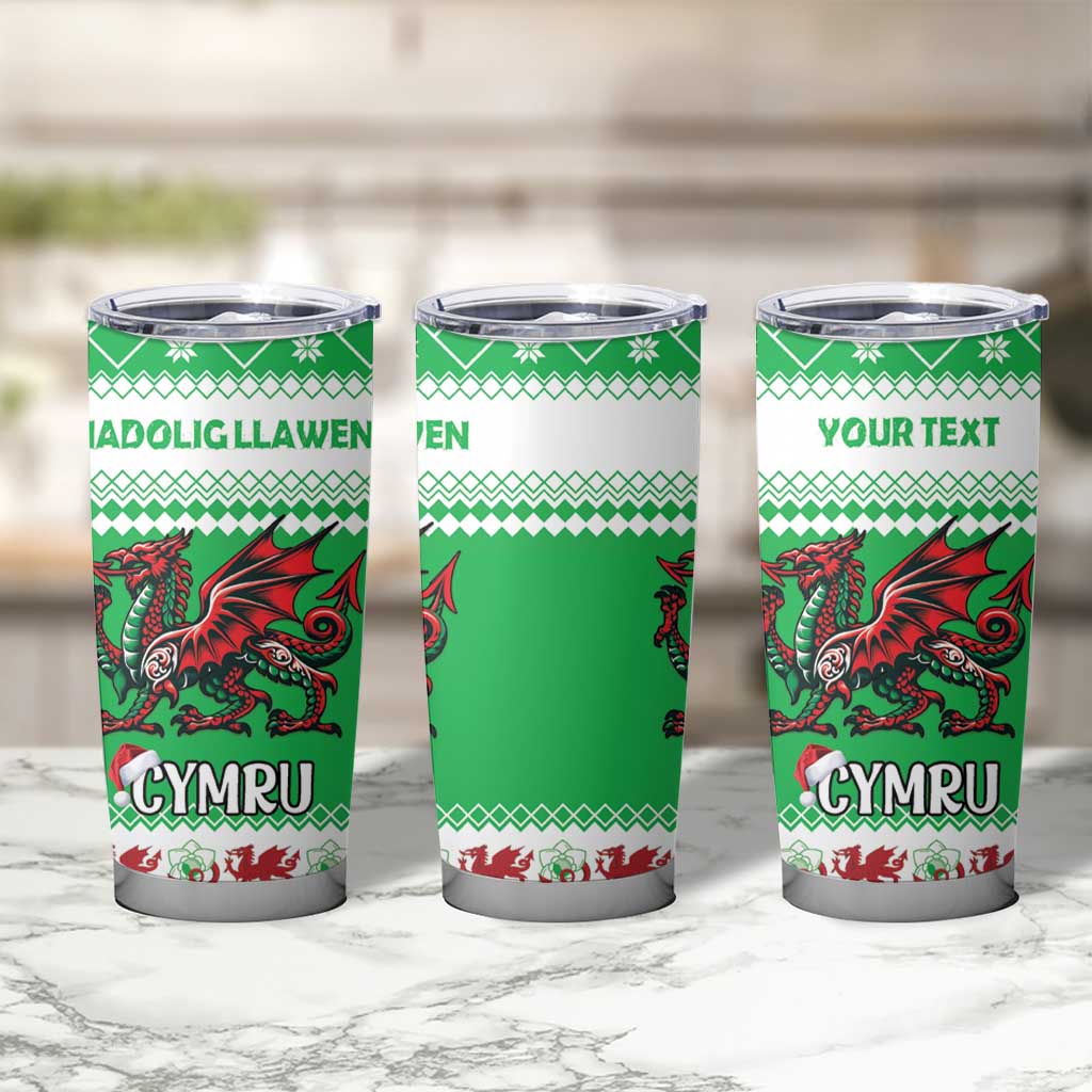 Personalized Wales Christmas Dragon Tumbler Cup Nadolig Llawen Green Version - Wonder Print Shop