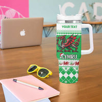 Personalized Wales Christmas Dragon Tumbler With Handle Nadolig Llawen Green Version - Wonder Print Shop