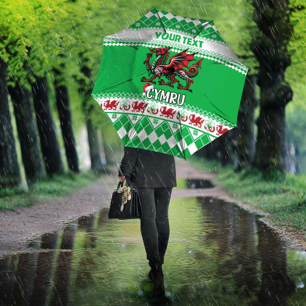 Personalized Wales Christmas Dragon Umbrella Nadolig Llawen Green Version - Wonder Print Shop
