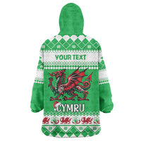 Personalized Wales Christmas Dragon Wearable Blanket Hoodie Nadolig Llawen Green Version - Wonder Print Shop