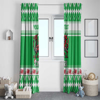 Personalized Wales Christmas Dragon Window Curtain Nadolig Llawen Green Version - Wonder Print Shop
