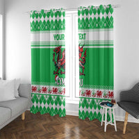 Personalized Wales Christmas Dragon Window Curtain Nadolig Llawen Green Version - Wonder Print Shop