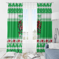 Personalized Wales Christmas Dragon Window Curtain Nadolig Llawen Green Version - Wonder Print Shop