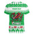 Personalized Wales Christmas Dragon Women V-Neck T-Shirt Nadolig Llawen Green Version - Wonder Print Shop