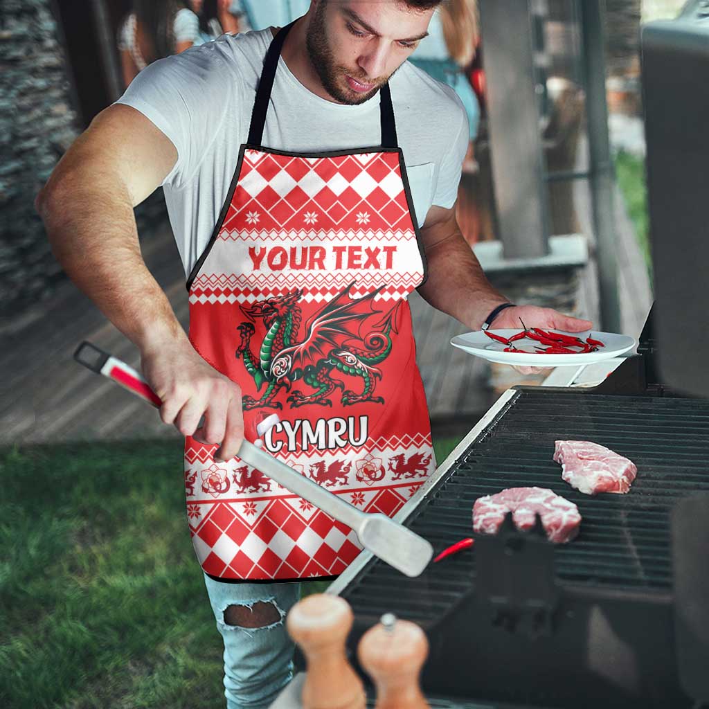 Personalized Wales Christmas Dragon Apron Nadolig Llawen Red Version - Wonder Print Shop