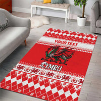 Personalized Wales Christmas Dragon Area Rug Nadolig Llawen Red Version - Wonder Print Shop