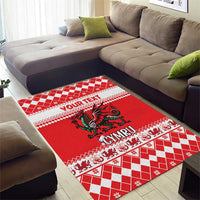 Personalized Wales Christmas Dragon Area Rug Nadolig Llawen Red Version - Wonder Print Shop