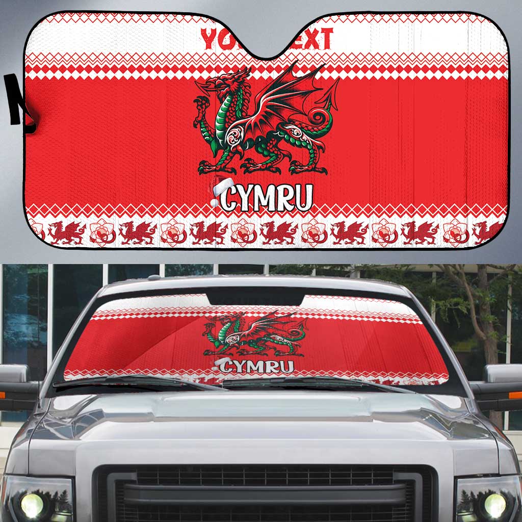 Personalized Wales Christmas Dragon Auto Sun Shade Nadolig Llawen Red Version - Wonder Print Shop