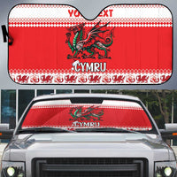 Personalized Wales Christmas Dragon Auto Sun Shade Nadolig Llawen Red Version - Wonder Print Shop