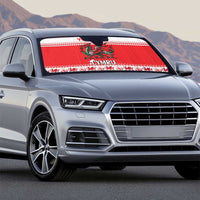 Personalized Wales Christmas Dragon Auto Sun Shade Nadolig Llawen Red Version - Wonder Print Shop