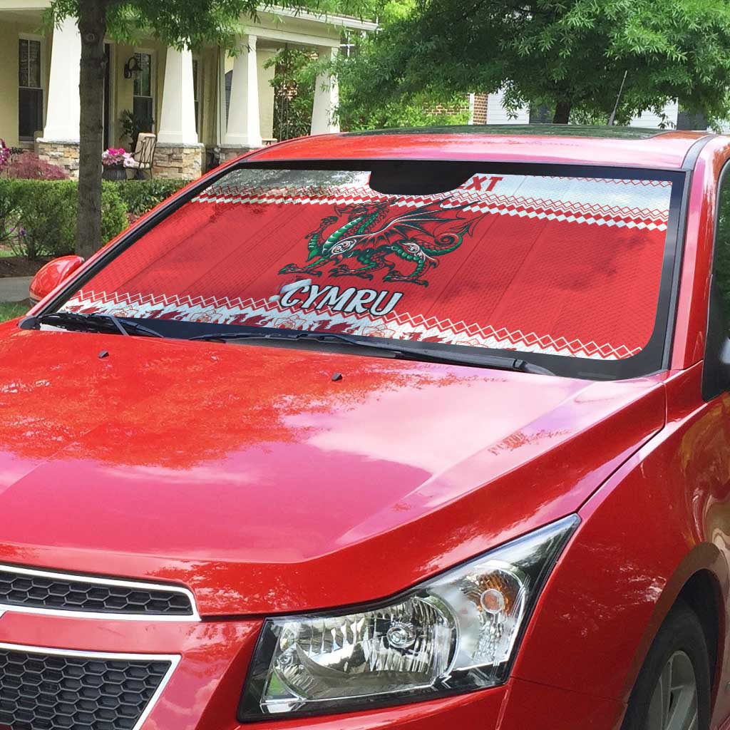 Personalized Wales Christmas Dragon Auto Sun Shade Nadolig Llawen Red Version - Wonder Print Shop