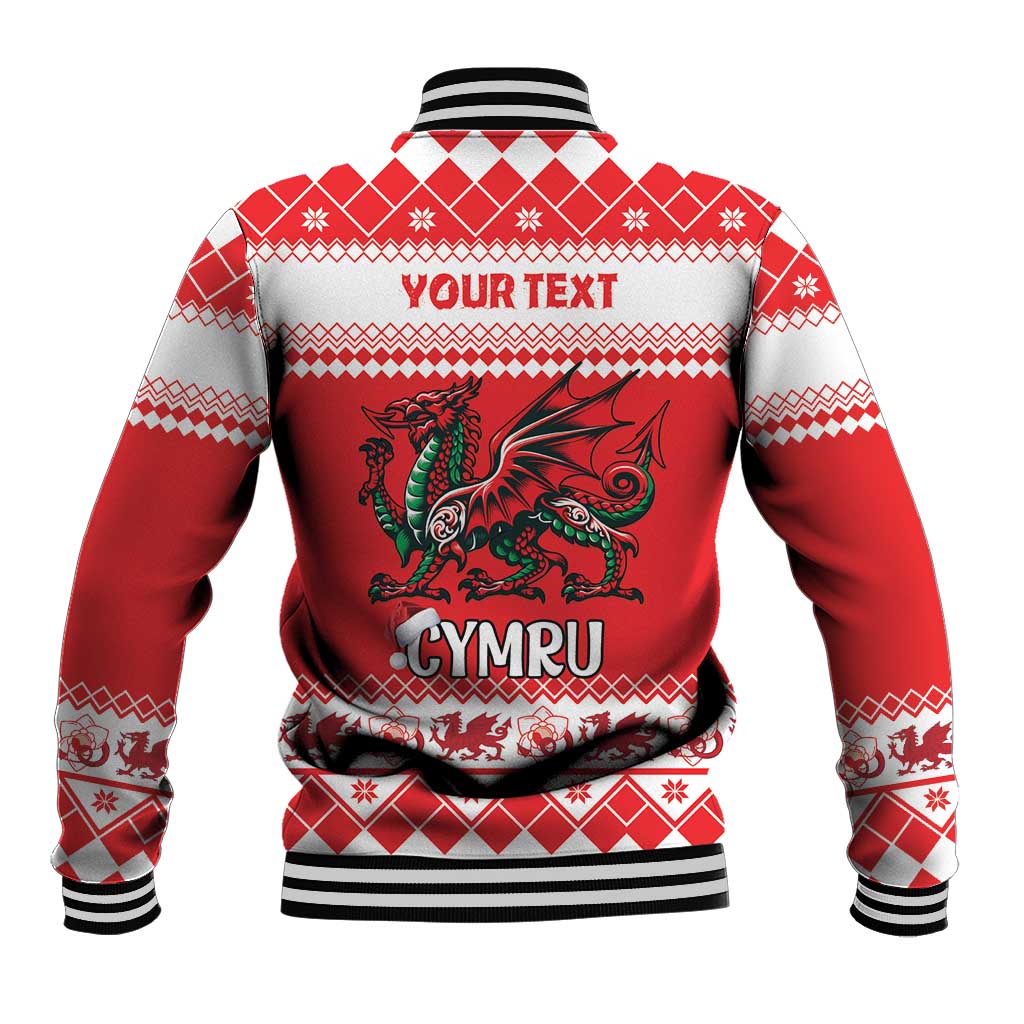 Personalized Wales Christmas Dragon Baseball Jacket Nadolig Llawen Red Version - Wonder Print Shop