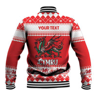 Personalized Wales Christmas Dragon Baseball Jacket Nadolig Llawen Red Version - Wonder Print Shop