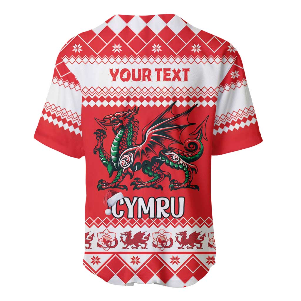 Personalized Wales Christmas Dragon Baseball Jersey Nadolig Llawen Red Version - Wonder Print Shop