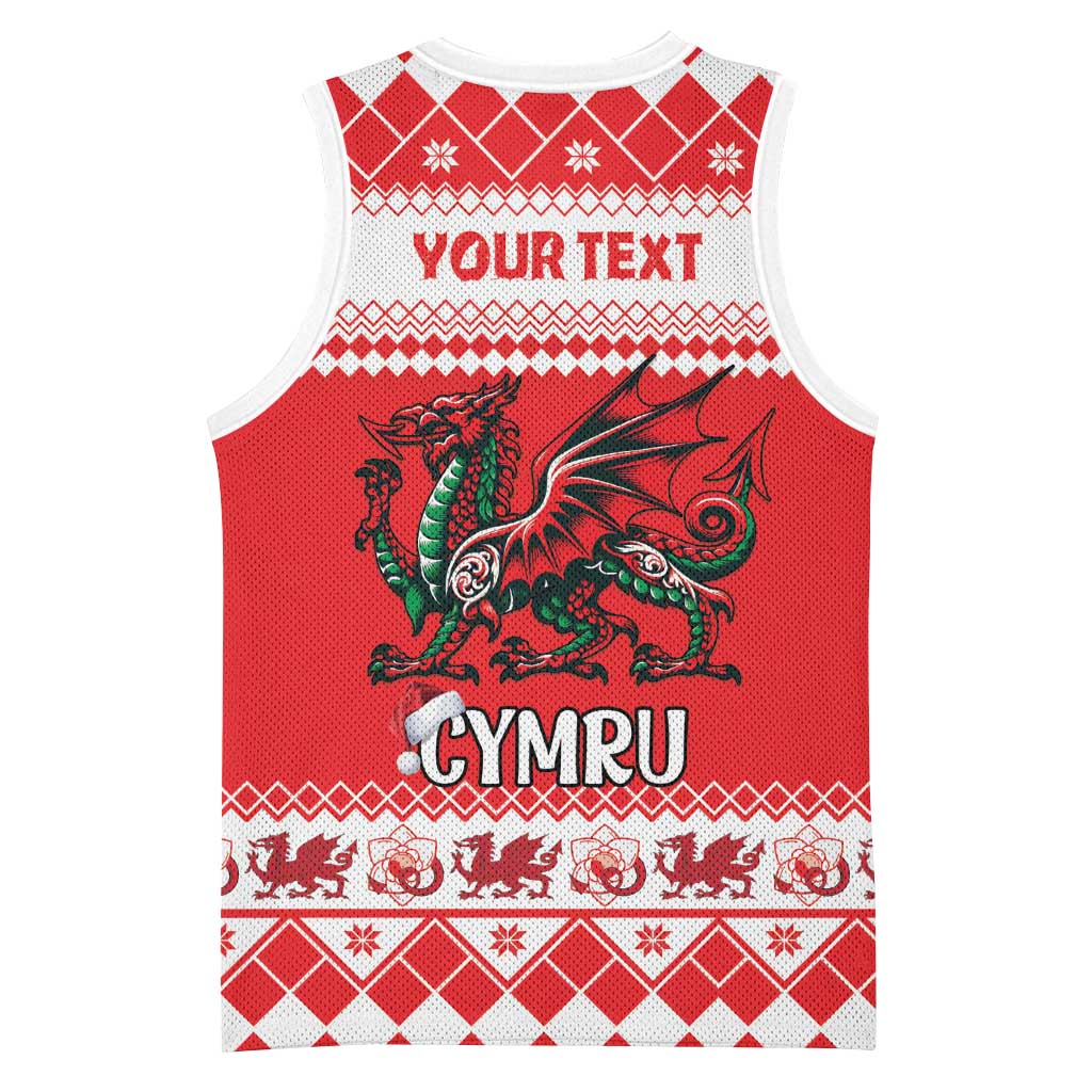 Personalized Wales Christmas Dragon Basketball Jersey Nadolig Llawen Red Version - Wonder Print Shop